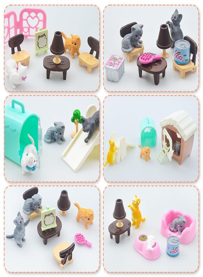 iselyn Pet Pretend Play Toys, 48Pcs Cat Figures Toys for Kids Realistic Detailed Cat Care Center with Accessories Toy Sets Educational Gifts for Kids Toddlers Girls Boys - Image 4